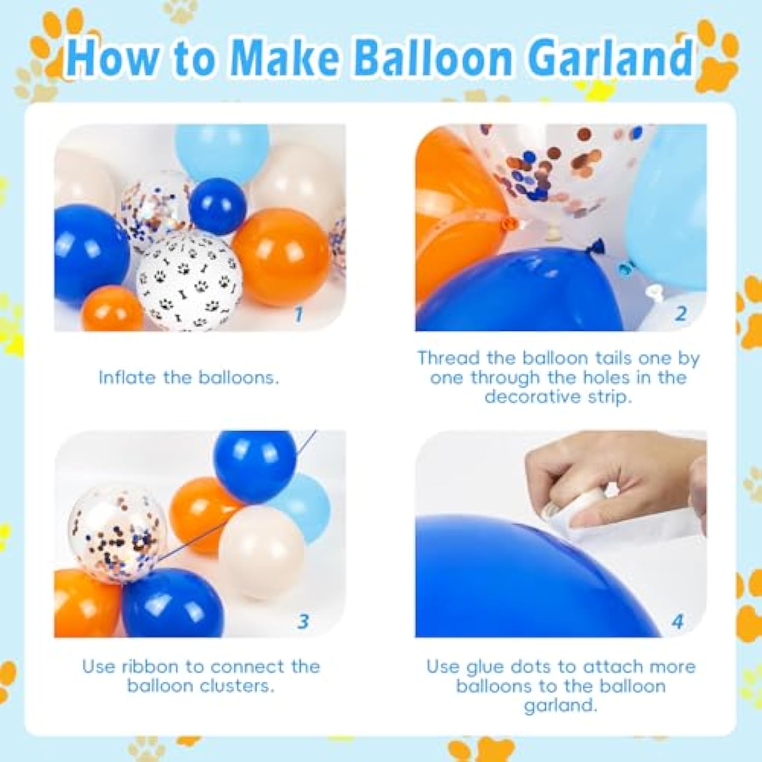 129Pc Blue and Orange Balloon Arch Kit Birthday Baby Shower Party Decor