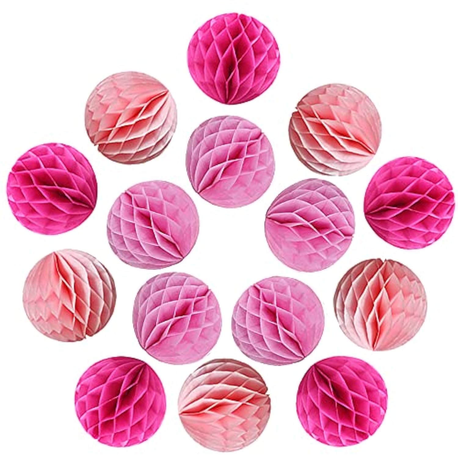 30Pcs 4Inch Pom Poms Tissue Paper Honeycomb Balls Flower Ball Wall Decor Pom Poms Decoration For Birthday Party Wedding Nursery Shower (Pink Set, 30Pcs-4Inch)