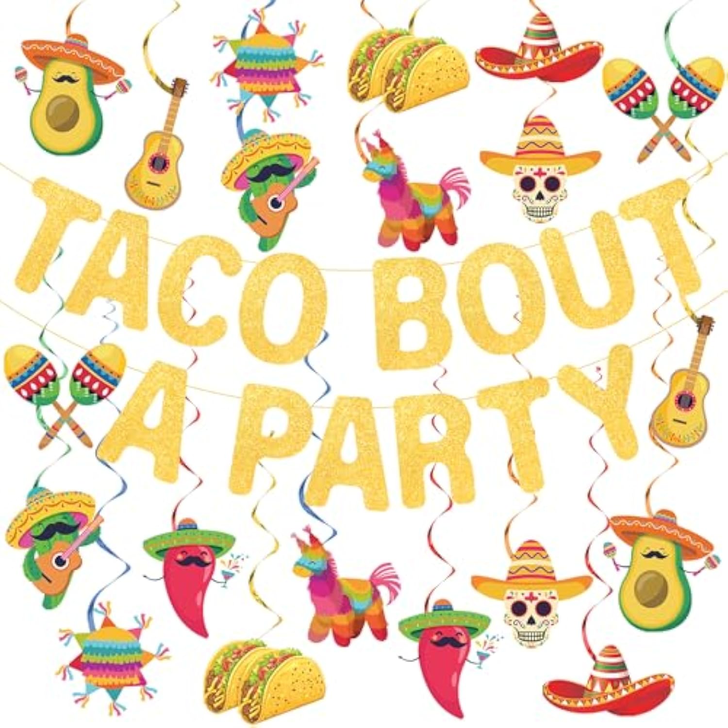 Mexican Taco Bout A Party Decoration Taco Bout A Party Banner Mexican Fiesta Ceiling Hanging Swirls For Fiesta Birthday Cinco De Mayo Decoration