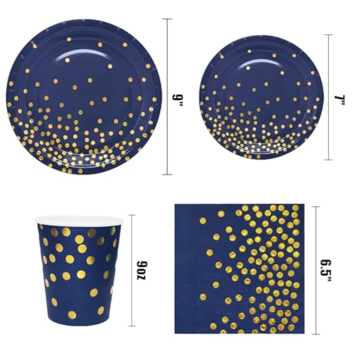 175Pcs Blue Plates And Napkins Party Supplies, Blue And Gold Party Decorations Serve 25 Guests - Royal Blue Paper Plates For Birthday 2025 Graduation Party Decorations