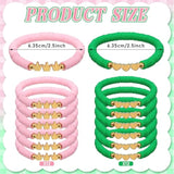 24 Pcs Pink Green Witch Party Favors Gifts Bracelets Polymer Clay Beaded Friendship Bracelets For Witch Party Gifts