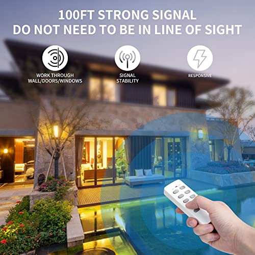 Remote Control Outlet Wireless Light Switch For Household Appliances, Expandable Remote Light Switch Kit, Up To 100 Ft Range, White (5 Outlets + 2 Remotes)