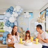 Dusty Blue Balloon Arch Kit, Light Blue & White Balloon Garland for Baby Shower