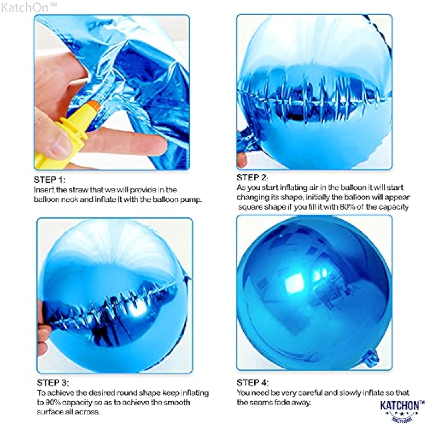 , Large Blue Mylar Balloons - 22 Inch, Pack Of 6 | Royal Blue Metallic Balloons For Party Decorations | Blue Foil Balloon, Under The Sea Party Decorations, Birthday, Baby Shower Decoration