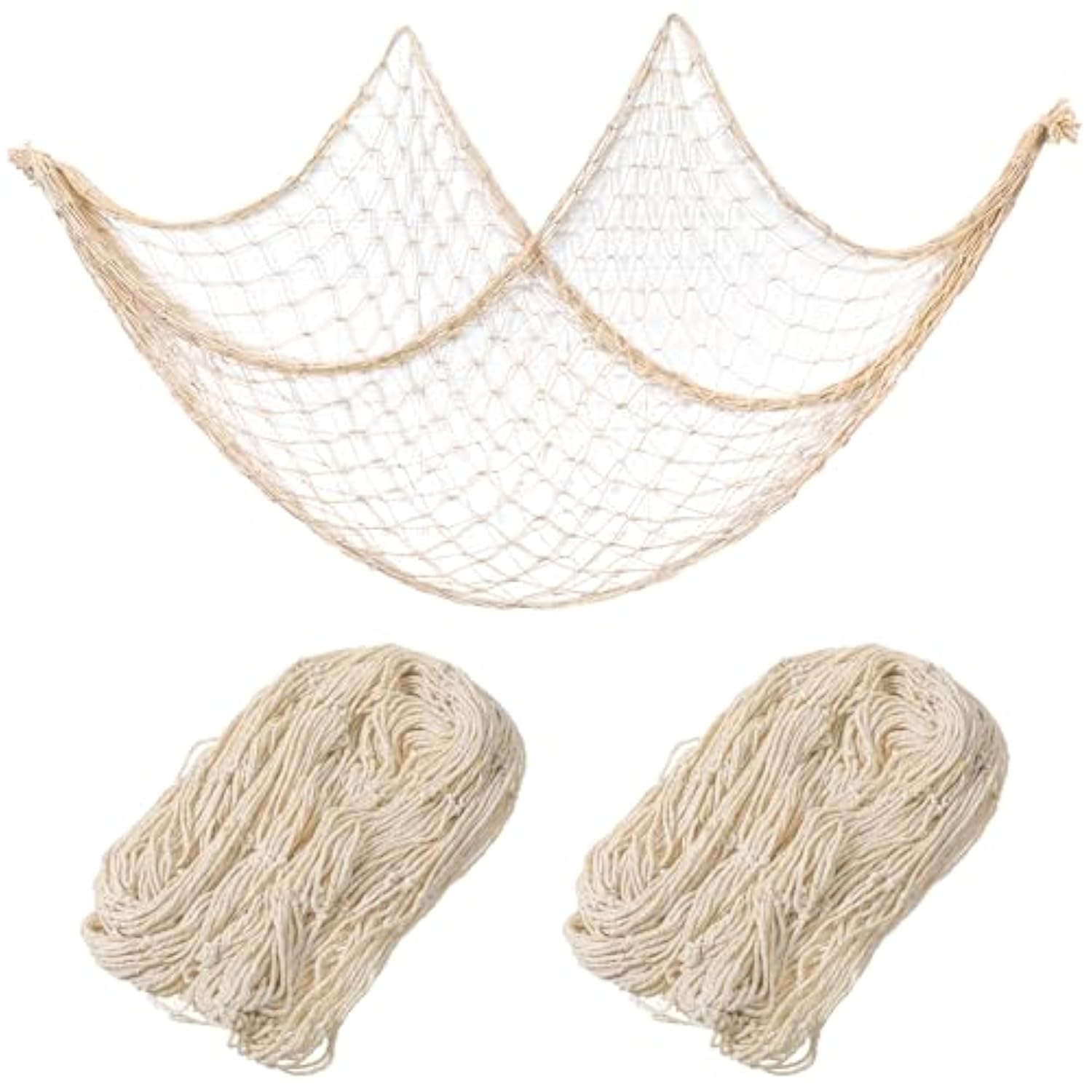 2 Pack Natural Cotton Fish Net Party Decorations Nautical Ocean Theme