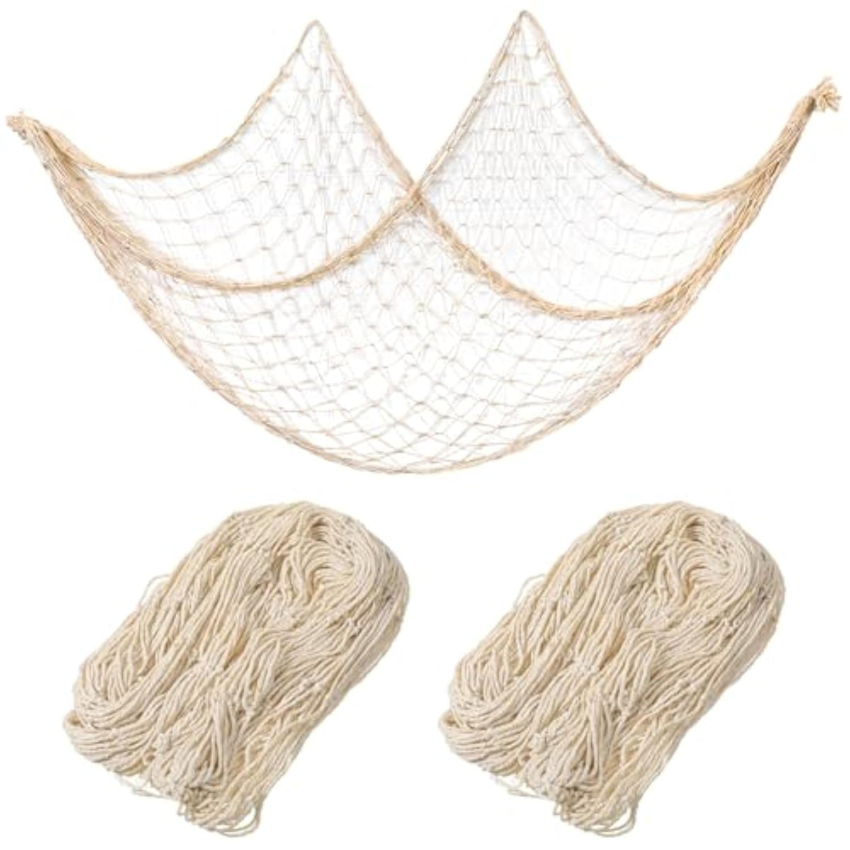 2 Pack Natural Cotton Fish Net Party Decorations Nautical Ocean Theme