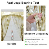 2 Pack Thickened Light Gold Metallic Foil Fringe Curtains Streamer Rip Resistant Shimmer Tinsel Photo Booth Backdrop For Birthday Wedding Christmas Bachelorette Party Decorations 3.28Ft X 6.56Ft