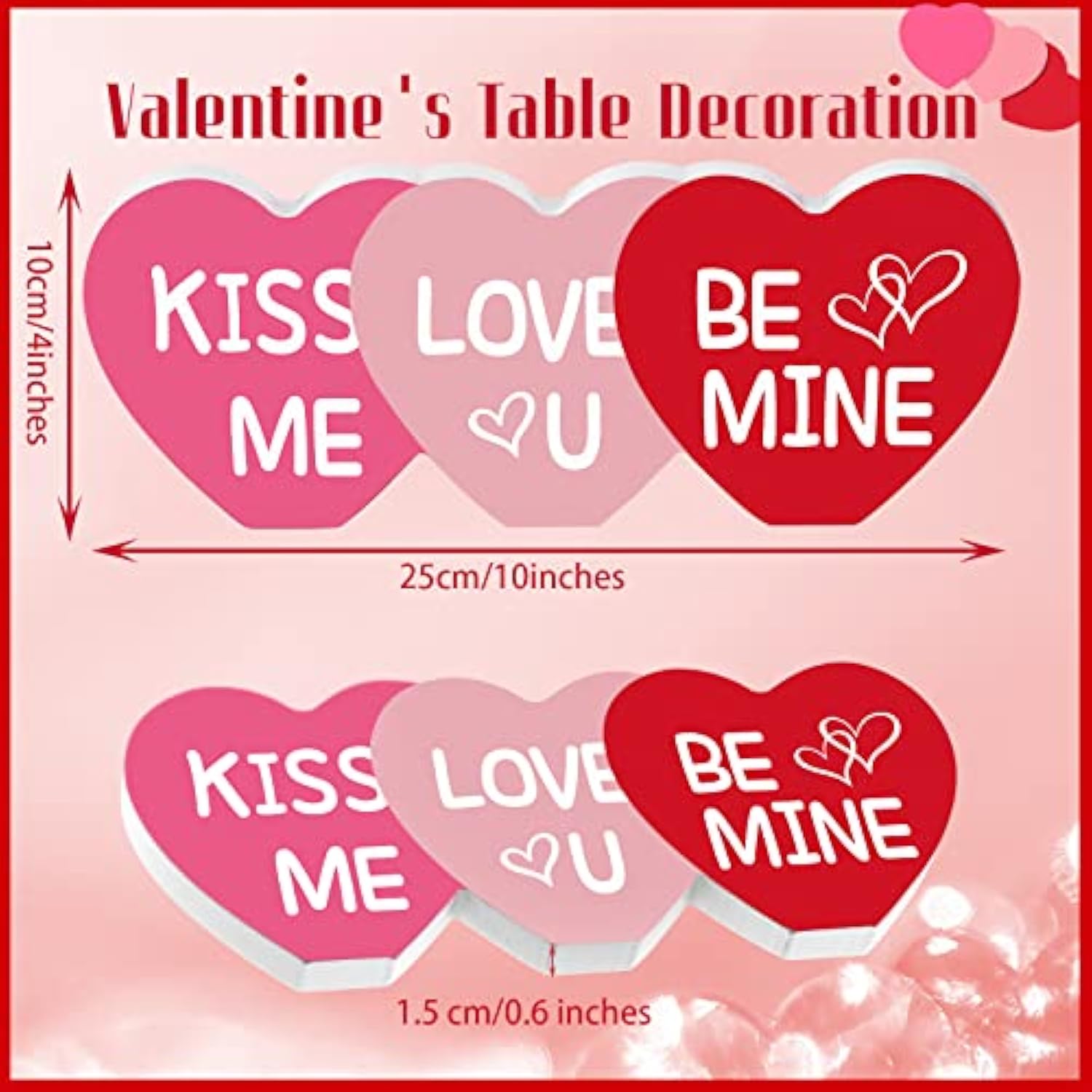 Valentine'S Day Wood Sign Heart Shaped Wooden Sign Tabletop Centerpiec