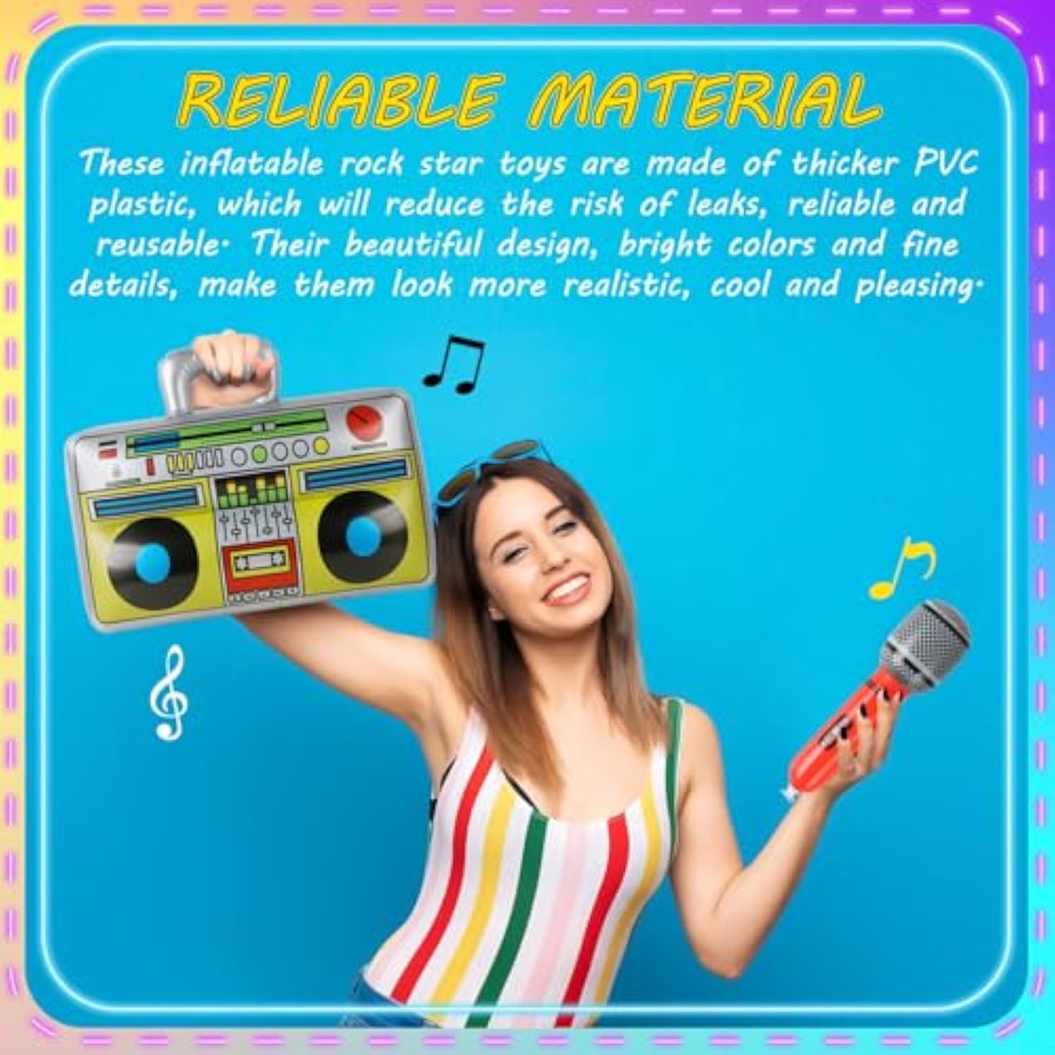 8-Pack Inflatable Rock Star Toy Set Musical Props for Party Decorations
