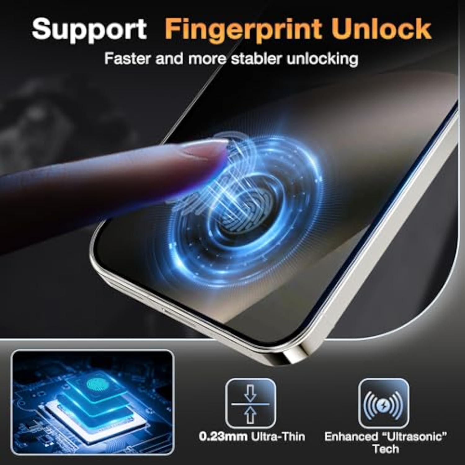 Pixel 9/9 Pro Privacy Screen Protector, 9H Tempered Glass, Fingerprint Unlock