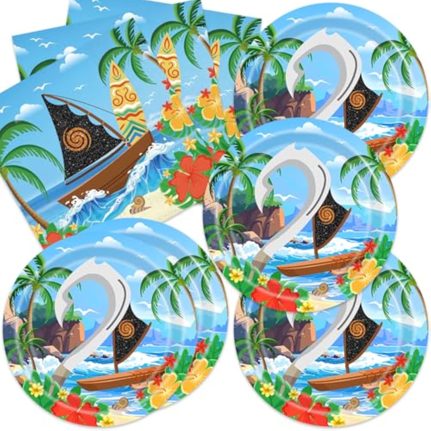 40Pcs Ocean Birthday Party Supplies Set Include 20 Napkins And 20 Plates For Ocean Baby Shower Birthday Party Decorations
