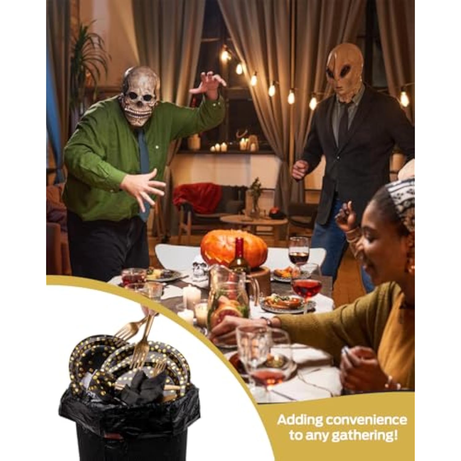 Party Supplies, Serves 50, White And Gold Dots Party Plates And Napkins With Plastic Forks, 7 White Paper Plates, Disposable Tableware For Wedding, Birthday, Graduation, Festivals