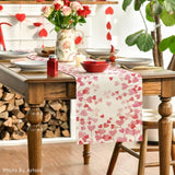 Pink Love Valentine'S Table Runner, Anniversary Wedding Kitchen Dining Table Decoration For Home Party Decor 13X72 Inch