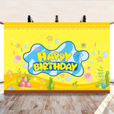 Cartoon Birthday Decorations, Yellow Banner For Birthday Party Backdrop, Photo Background Wall Decor Party Supplies