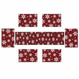 Merry Christmas Table Runner And Place Mats Set Of 6 Black And Red Buffalo Check Xmas Linen Dining Mat Sets Washable Snowflake Tabletop For Home Table Decorations 70 Inches Long
