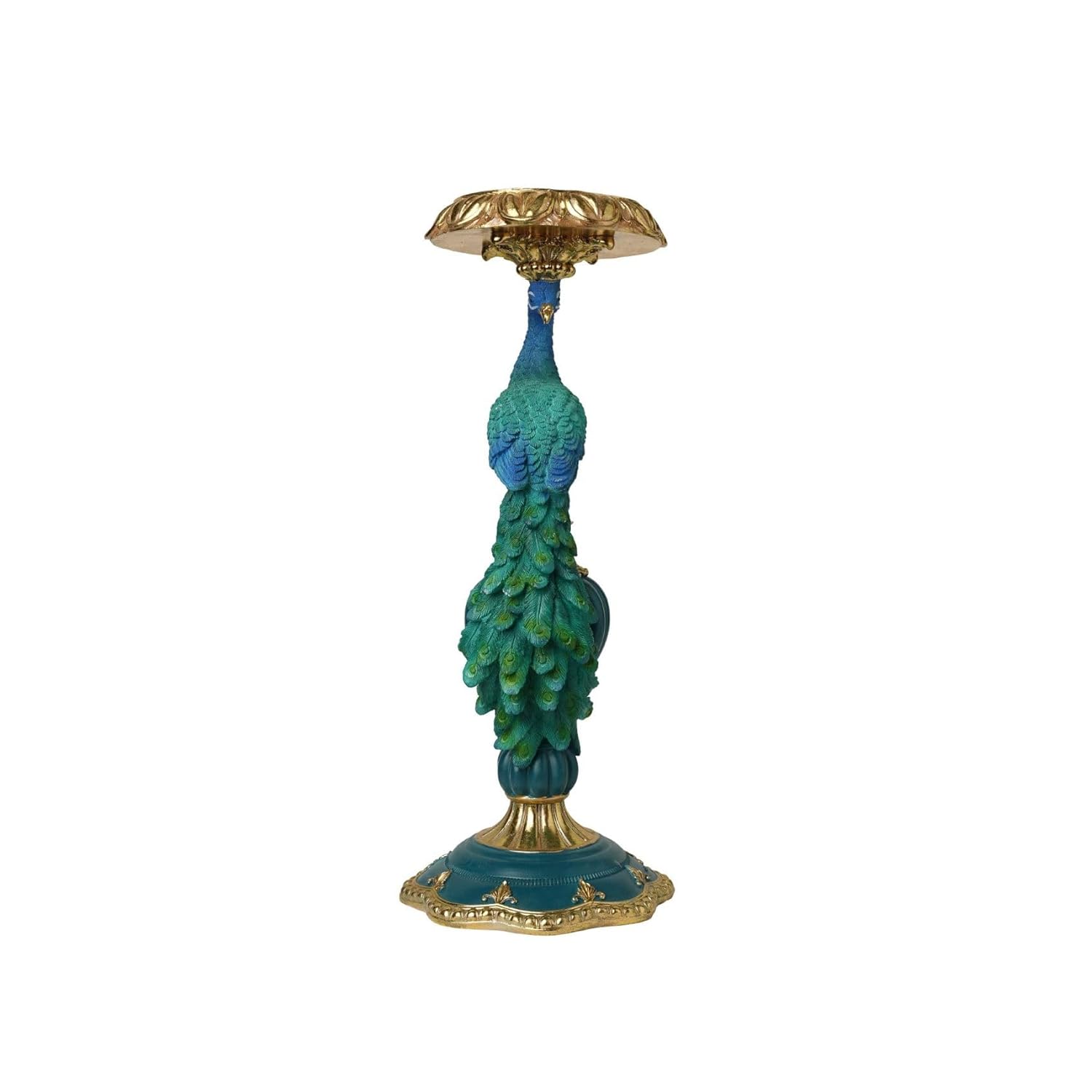 Peacock Pillar Candle Holders,Peacock Christmas Decorations Candlestick,14 Inch