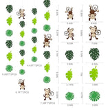 Monkey Palm Leaves Cutouts Garland Jungle Party Decorations Monkeys Hanging Wall Decorations For Kids Wild One Birthday Tropical Jungle Safari Animal Party Banner Backdrop For Boys Baby Shower Decor