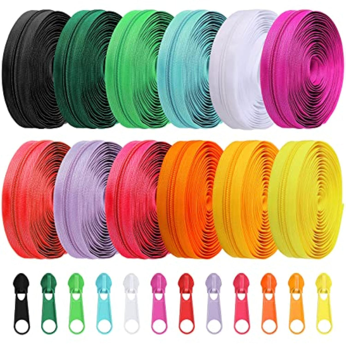 36 Yards 12 Pieces Sewing Zippers Assorted Small Nylon Zippers Lightwe