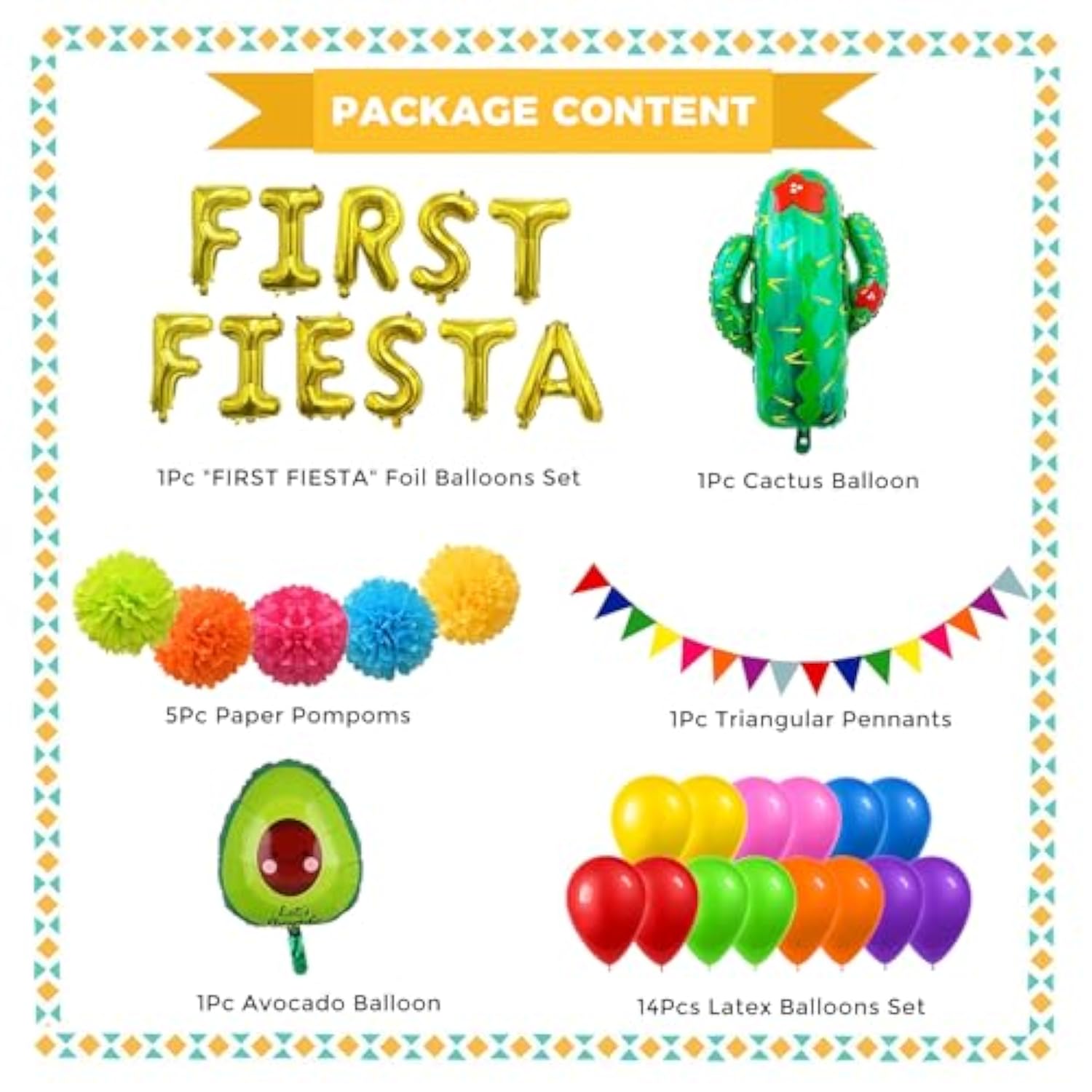 First Fiesta Birthday Decorations First Fiesta Balloons Mexican Party Supplies Decorations Packages 1St Birthday Party Supplies First Fiesta Party Supplies Cactus Balloons Cinco De Mayo