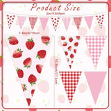 5 Pieces 49 Feet Strawberry Pennant Banners Party Decorations Red Berry Plaid Checkered And Pink Triangle Flags Bunting Banners For Strawberry Baby Shower Party Decor Indoor Outdoor Supplies
