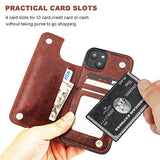Brown Leather Wallet Case for iPhone 14 Plus with Credit Card Holder