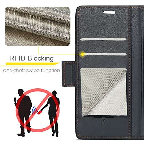Galaxy S21 Ultra 5G Wallet Case with [RFID Blocking] Card Holder Magnetic Kickstand,Soft Leather Flip Protective Case Wallet for
