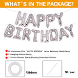 Silver Happy Birthday Balloon 16 Inch Mylar Foil Letters Balloons Happy Birthday Banner For Kids Child Adults Boys Girls Happy Birthday Sign Birthday Party Decorations Supplies