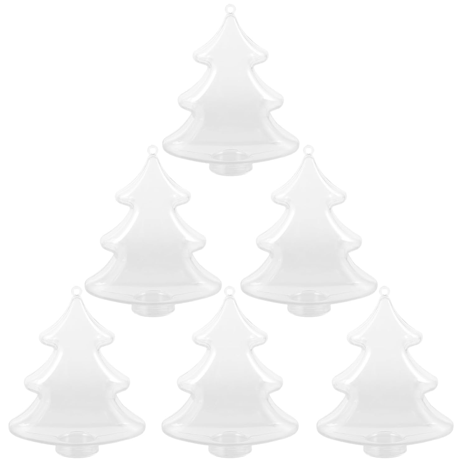6 Pcs Christmas Tree Shaped Candy Boxes Cute Clear Plastic Containers Fillable Candy Jar For Weddings Birthdays Xmas Party Favors