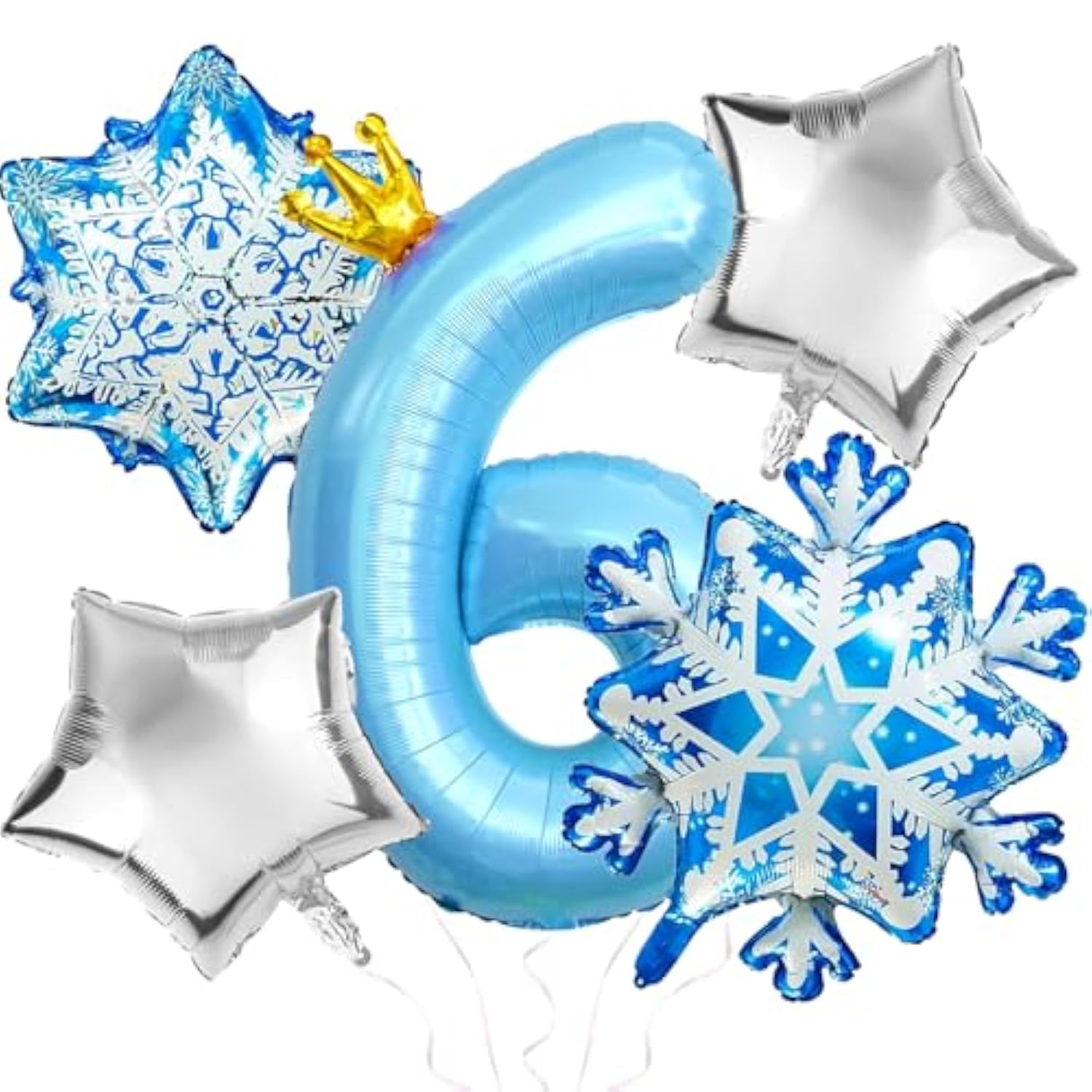 Frozen 6Th Birthday Party Decorations Balloon, 40" Elsa 6 Balloon With Crown Snowflake Foil Mylar Balloons For Princess Anna Elsa Frozen Theme Birthday Supplies, Birthday Decorations, Party Favors