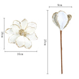 10 Pcs Glitter Artificial Flower Christmas Tree Wreath Diy Ornaments 6.3 Inch Faux Flower For Xmas New Year Wedding Party Holiday Decoration,White A