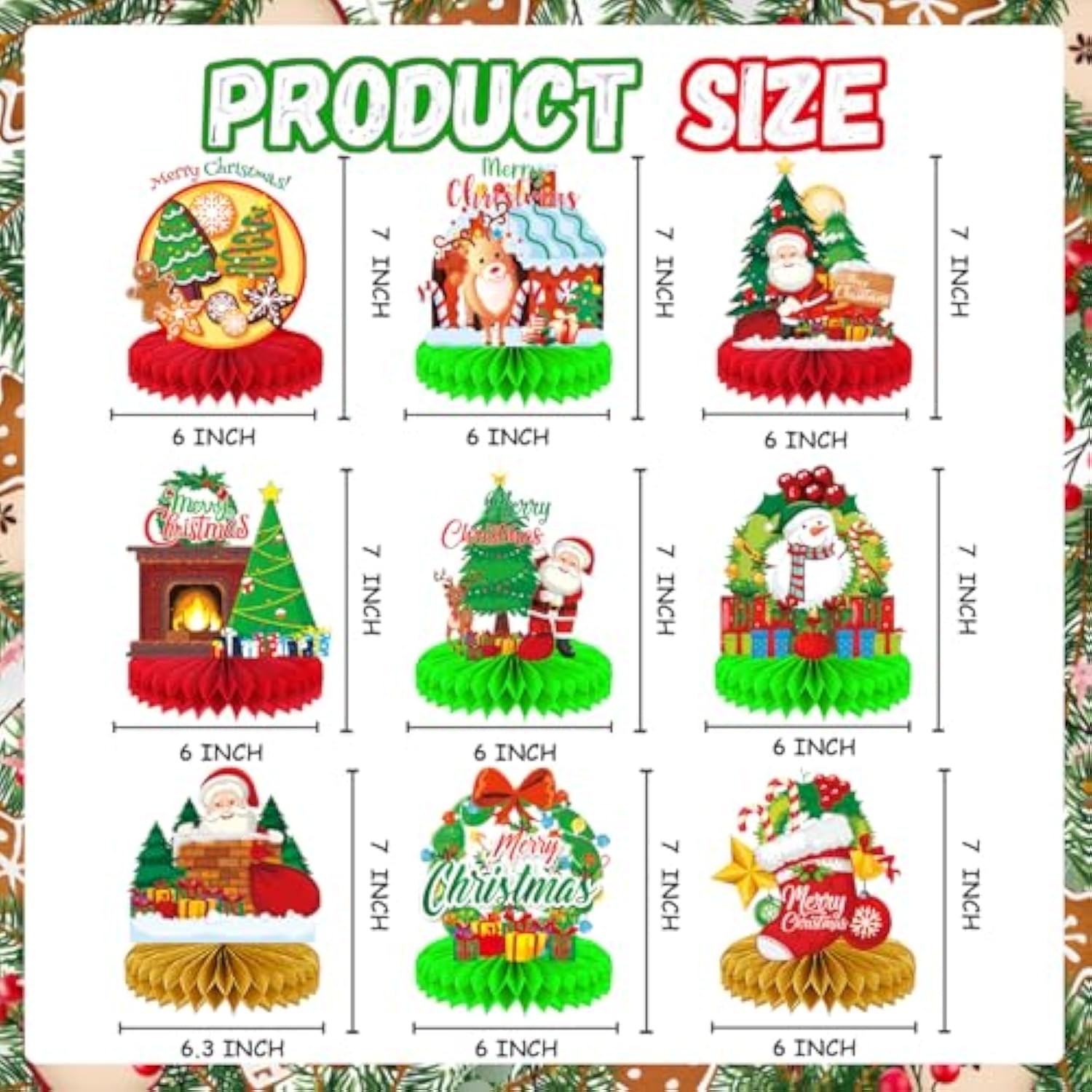 9-Piece Christmas Table Centerpieces for Holiday Party Decorations