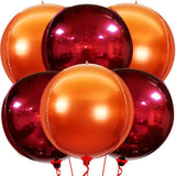 Metallic Maroon Orange Foil Balloons 22Inch 6Pack 4D Balloons for Fall Halloween Thanksgiving Decor
