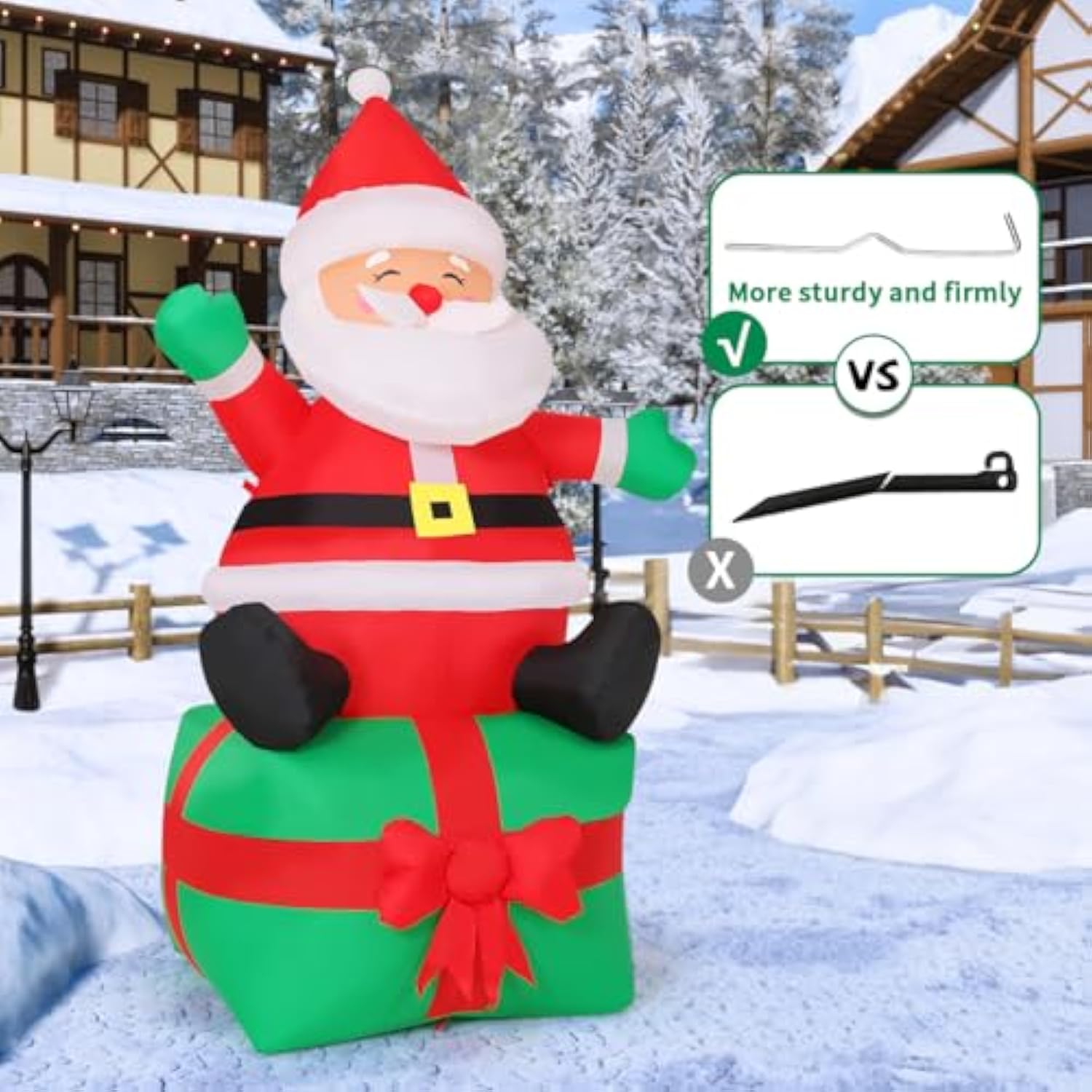 7 Ft Christmas Inflatables Outdoor Decorations, Santa Blow Up Inflatable With Built-In Leds For Christmas Indoor Outdoor