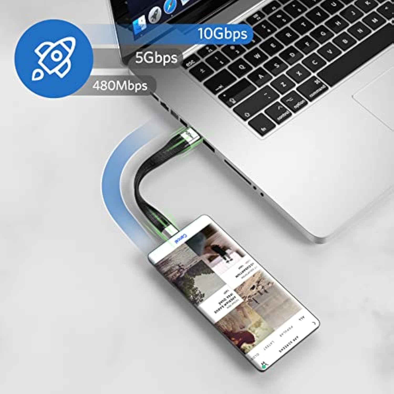 Short Usb C Cable [5.5 Inch], Usb A To Usb C Short Cable, 10Gbps Data Transfer