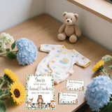 Animal Theme Guess How Many Animal Crackers Baby Shower Game, Forest Animals Theme Party Decoration, 1 Standing Sign And 50 Card For Baby Shower Supplies