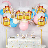 Beer Mug Cheers Balloons, 28 Inch Large Beer Cup Foil Balloons, 6 Pcs Beer Mylar Helium Balloons For Birthday Bachelorate Beer Themed Party Decoration