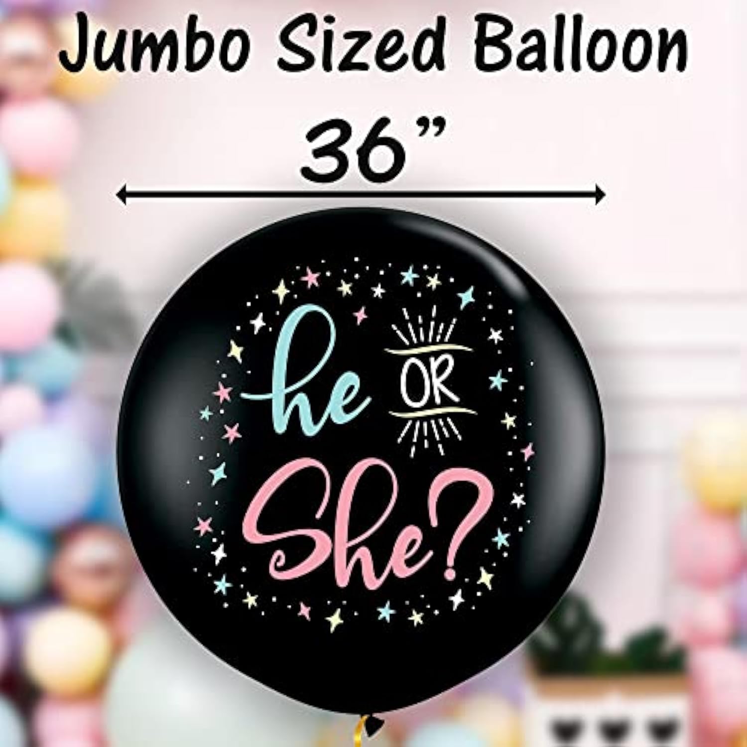 2pcs 36" Gender Reveal Balloons with Eco-Friendly Pink & Blue Confetti for Baby Announcement