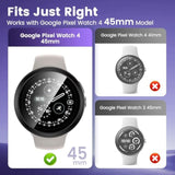 [2 Pack For Google Pixel Watch 4 45Mm (2025) Case With Built-In High Sensitive Screen Protector, Hard Pc Slim Face Cover Shockproof Protective Bumper For Google Pixel Watch