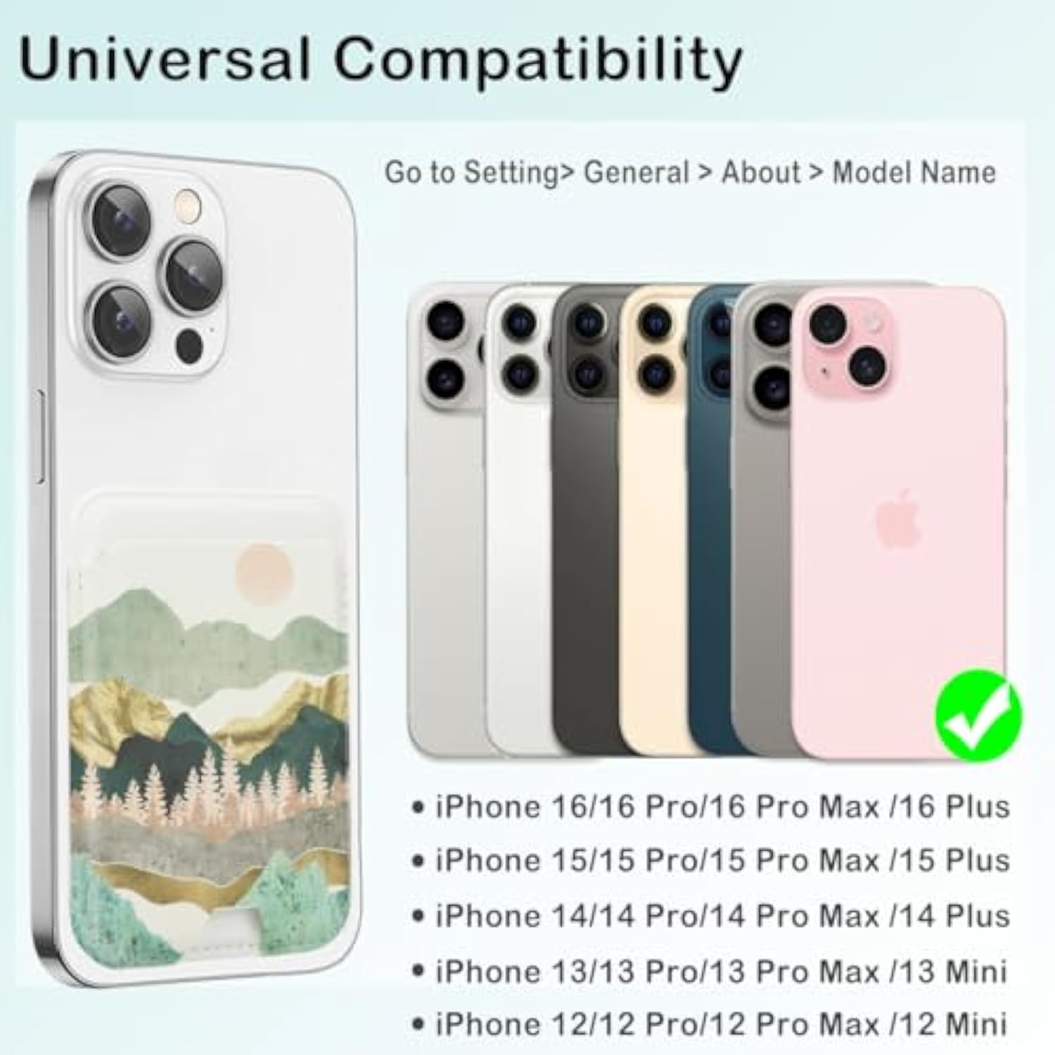 MagSafe Slim Leather Wallet, Magnetic Card Holder for iPhone 15/14/13/12