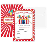 Carnival Birthday Party Invitations, Circus Birthday Invitation, Double-Sided Fill In Invites For Boys Girls, Kids Circus Birthday Party Decorations, 20 Cards With 20 Envelopes(C06)