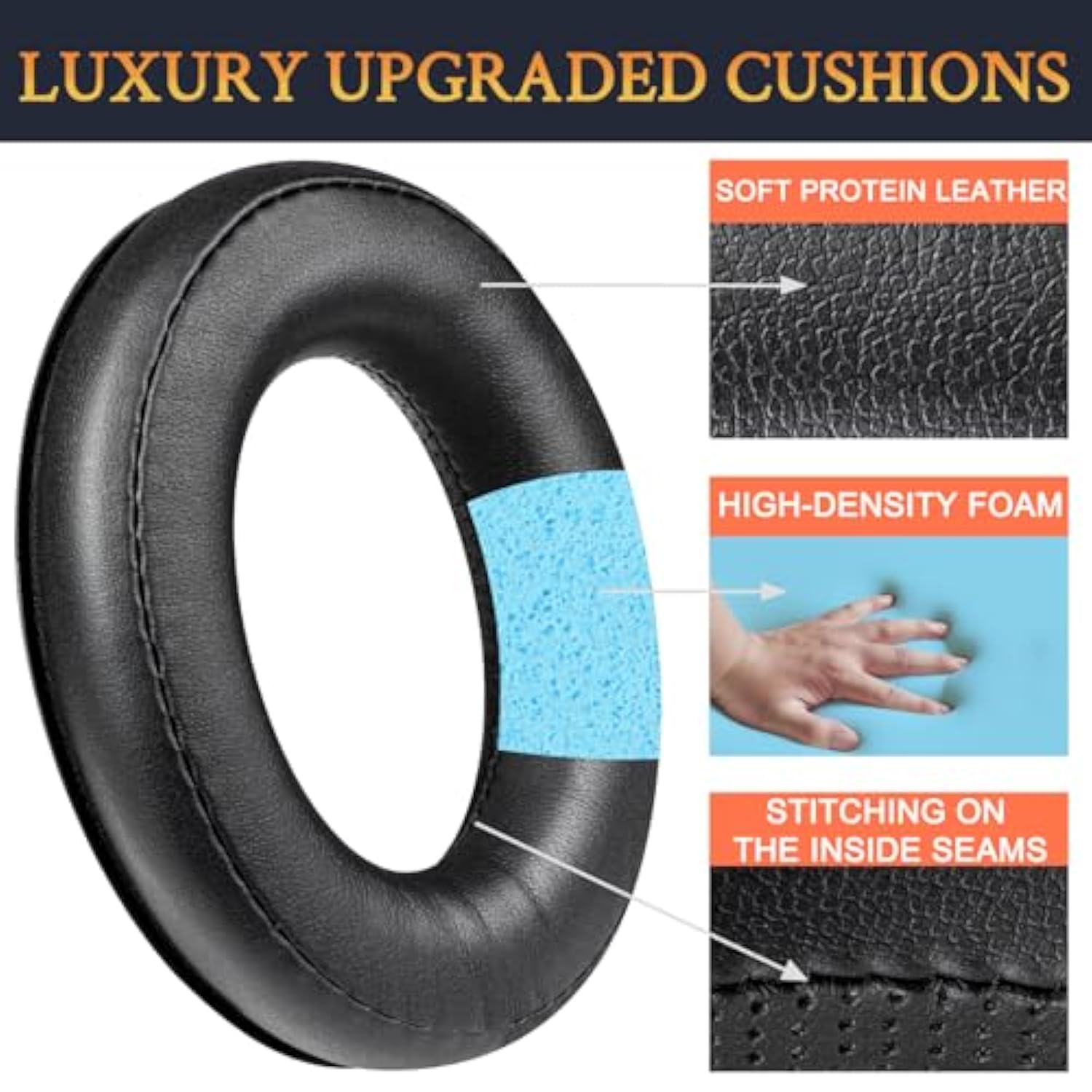 Replacement Earpads For Sennheiser Hd620S Headphones, Ear Pads Cushions With Softer Protein Leather, High Density Foam, Added Thickness - Black