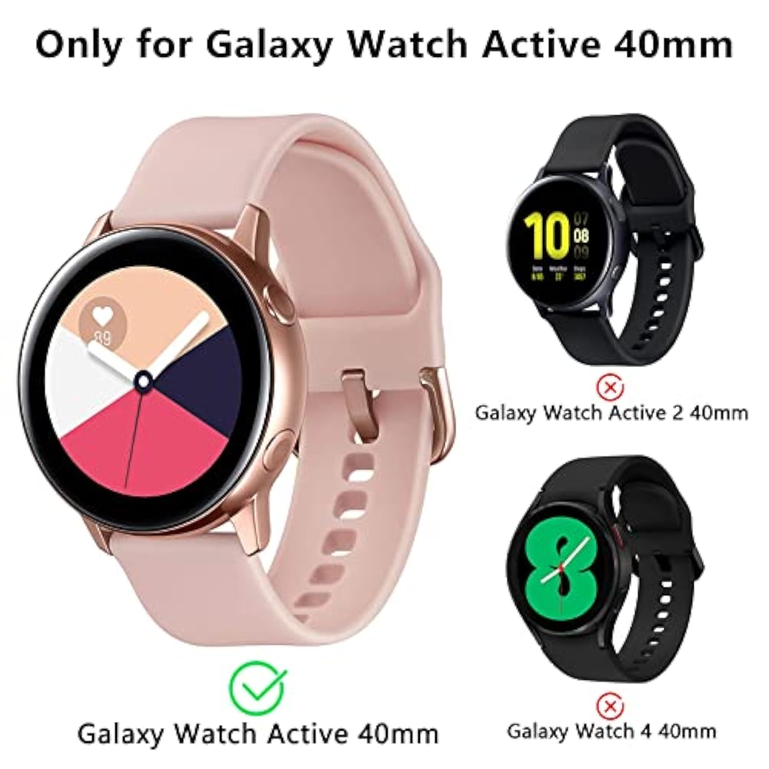 3 Pack Case Compatible With Samsung Galaxy Watch Active Screen Protector 40Mm, Tpu Slim Plated Scractch-Resist Case All Around Protective Bumper Shell Cover, Black/Clear/Gold