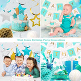 Mint Happy Birthday Party Decorations – Banner, Honeycomb Balls, Star Swirls & Garland for All Ages