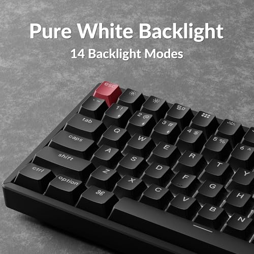 K2 75% Layout Qmk Wireless And Wired Options Mechanical Keyboard Super Red Switch, White Backlight Aluminum Frame With Shine-Through Double-Shot Pbt Keycaps For Mac Windows-Version 3