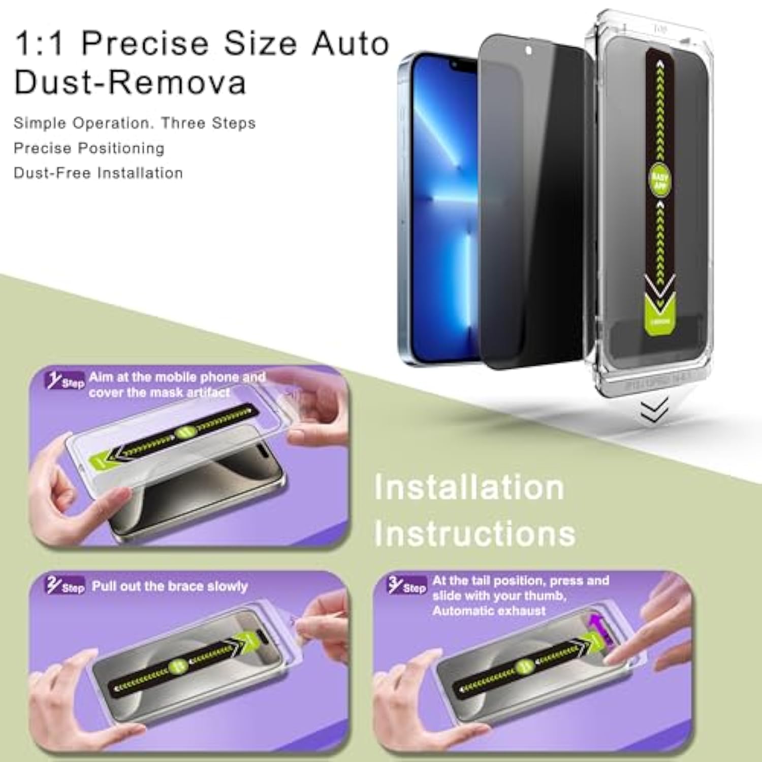 (2-Pack Anti-Spy Privacy Screen Protector For Iphone 16E/13/13 Pro/14(6.1-Inch),9H Tempered Glass,Full Coverage,Anti-Fingerprint,Auto Dust Removal,Bubble-Free,Easy Installation