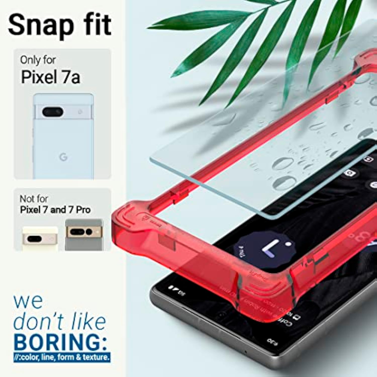 Caseology Snap Fit Tempered Glass [2 Pack/Easy Installlation] for Google Pixel 7a Screen Protector with Installation Kit - 2 Pack