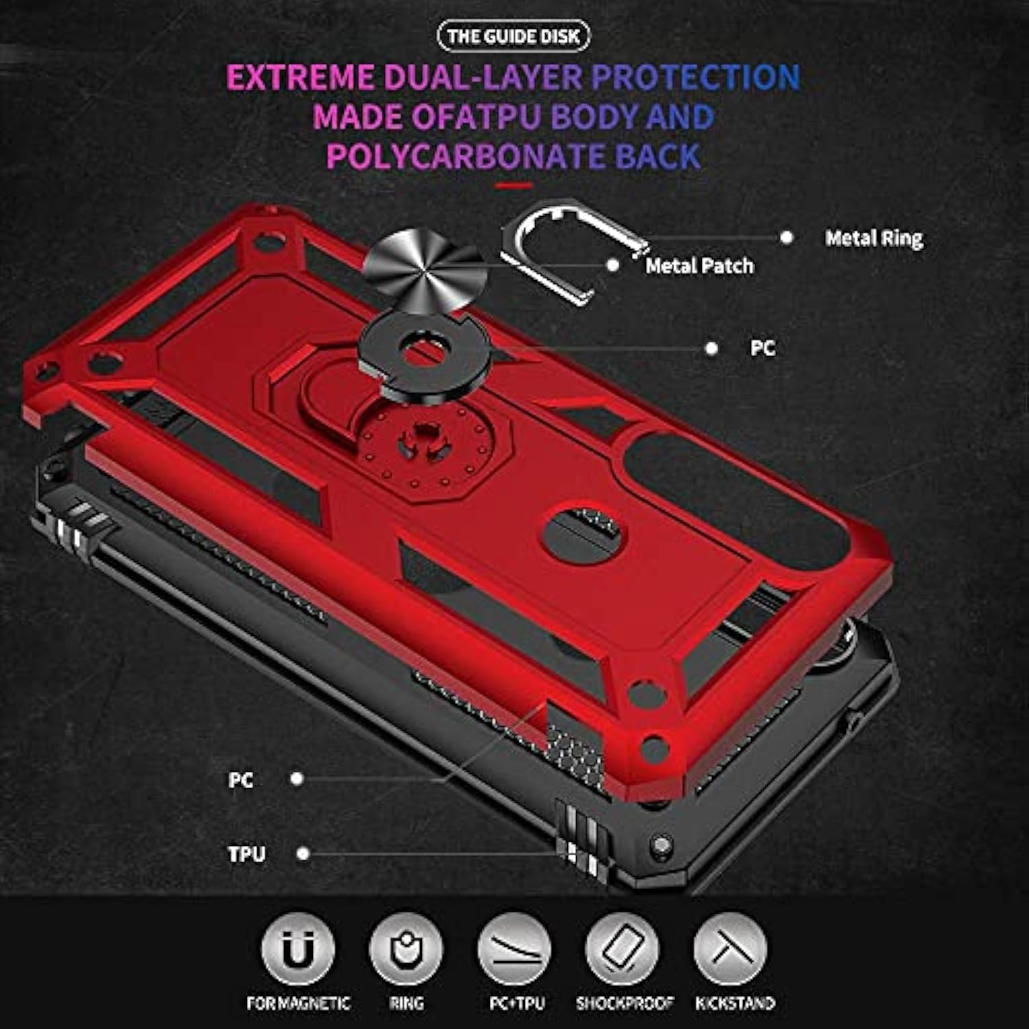 For Moto G Power 2020 Case, Motorola G Power 2020 Case With Screen Protector, Military Grade Protective Cases With Ring For Moto G Power 2020 (Red)
