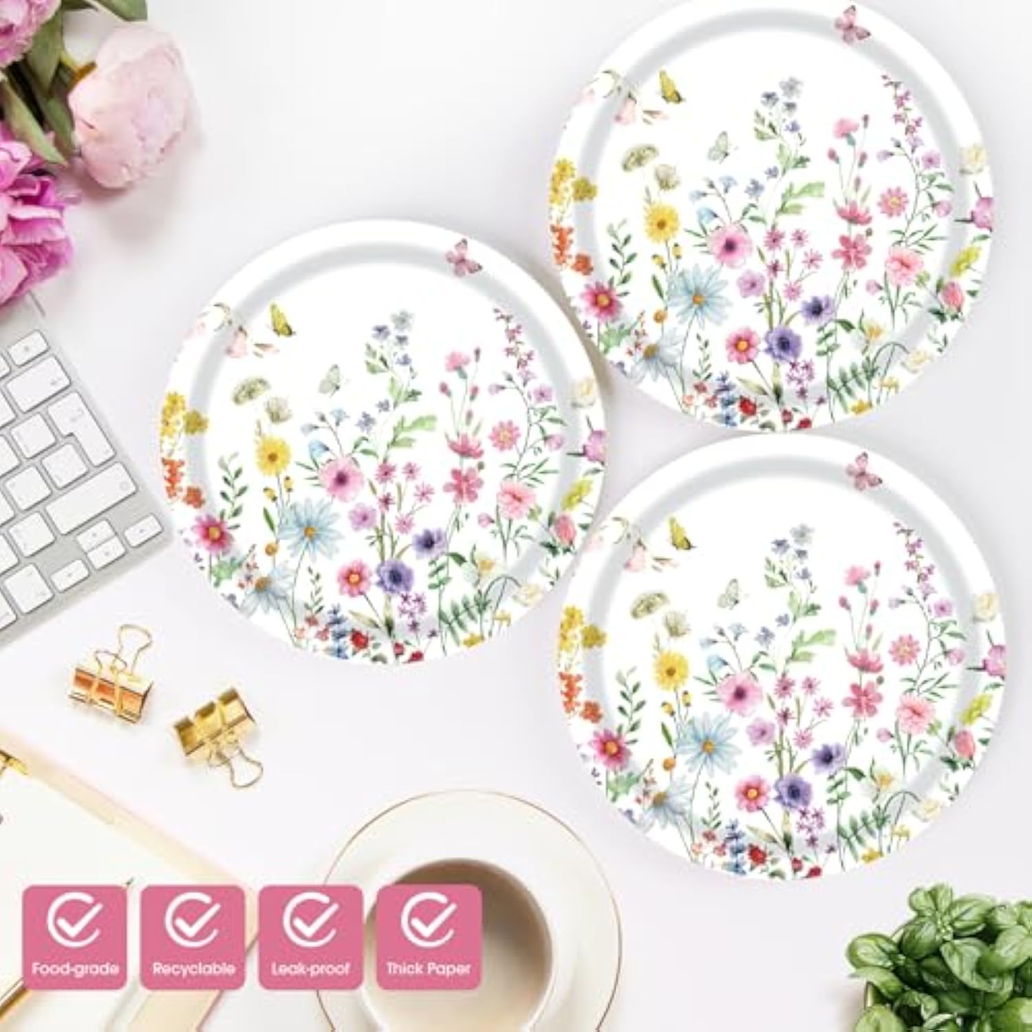 40 Pcs Wildflower Plates And Napkins Party Supplies, Floral Paper Plates Napkins Wildflower Baby Shower Decorations Tableware For Spring Summer Picnic Wedding Birthday Tea Party Serves 20