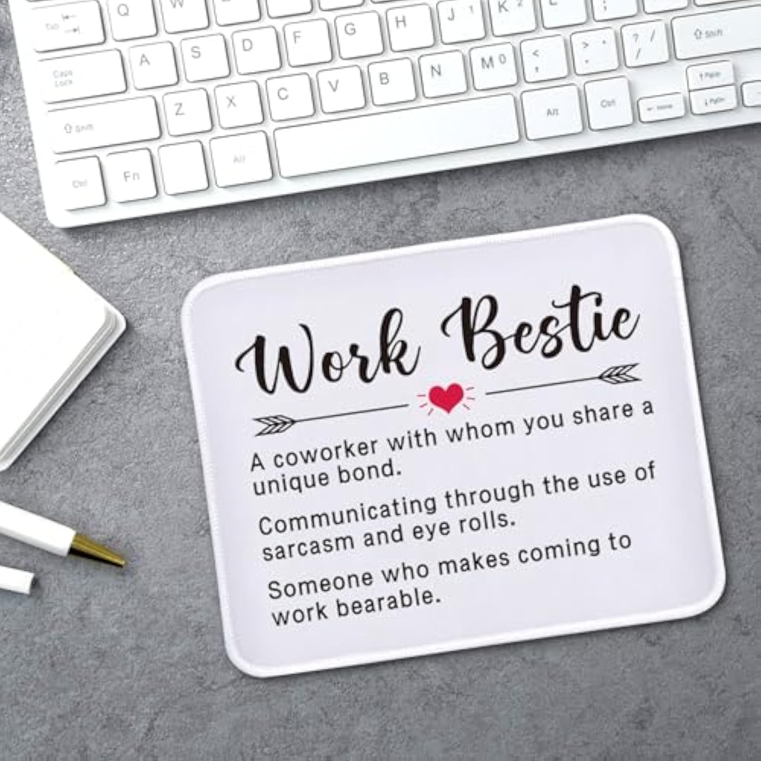 Funny Inspirational Mouse Pad Gifts - Work Bestie Definition - Non-Slip Mousepad With Stitched Edge - Rectangular Mouse Mat For Work Laptop - Thank You Gifts For Employee, Coworker, Friend