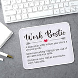 Funny Inspirational Mouse Pad Gifts - Work Bestie Definition - Non-Slip Mousepad With Stitched Edge - Rectangular Mouse Mat For Work Laptop - Thank You Gifts For Employee, Coworker, Friend